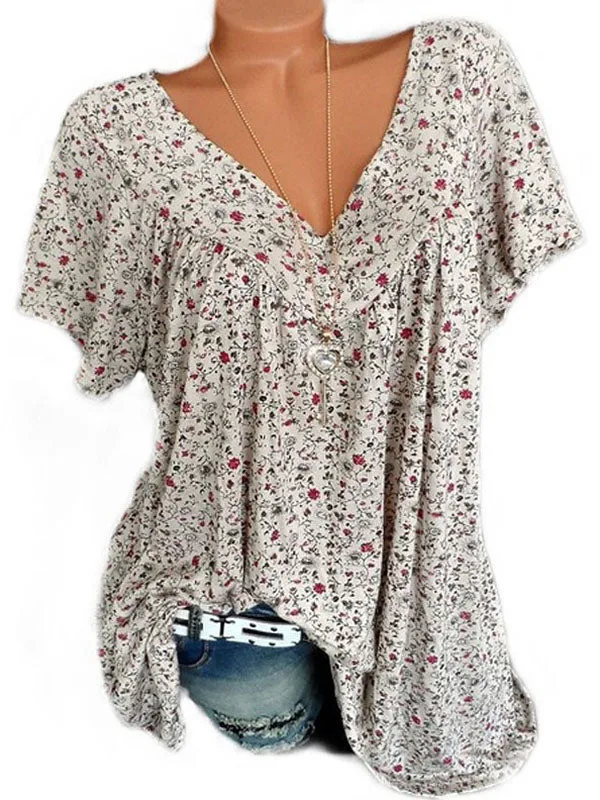 Printed V-Neck Tee