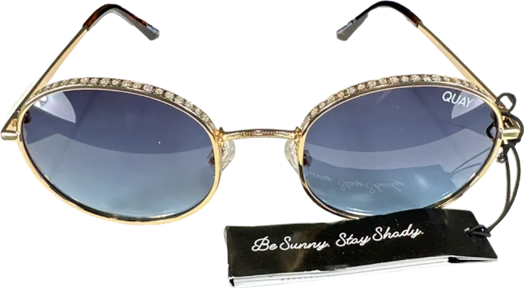 QUAY Australia "Mod Star"  Gold Sunglasses with case