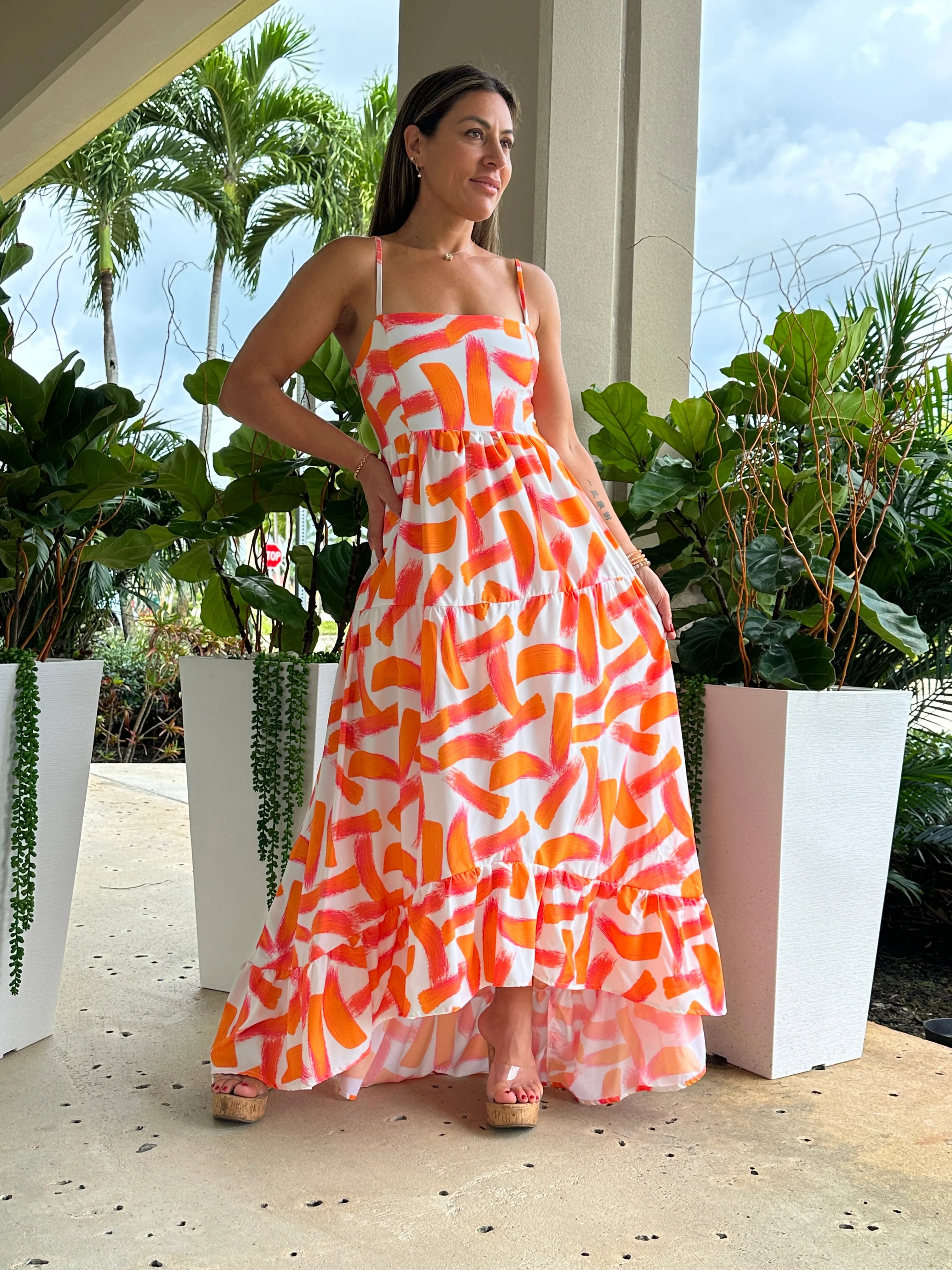 "Mar De Lua" Printed Sleeveless Dress
