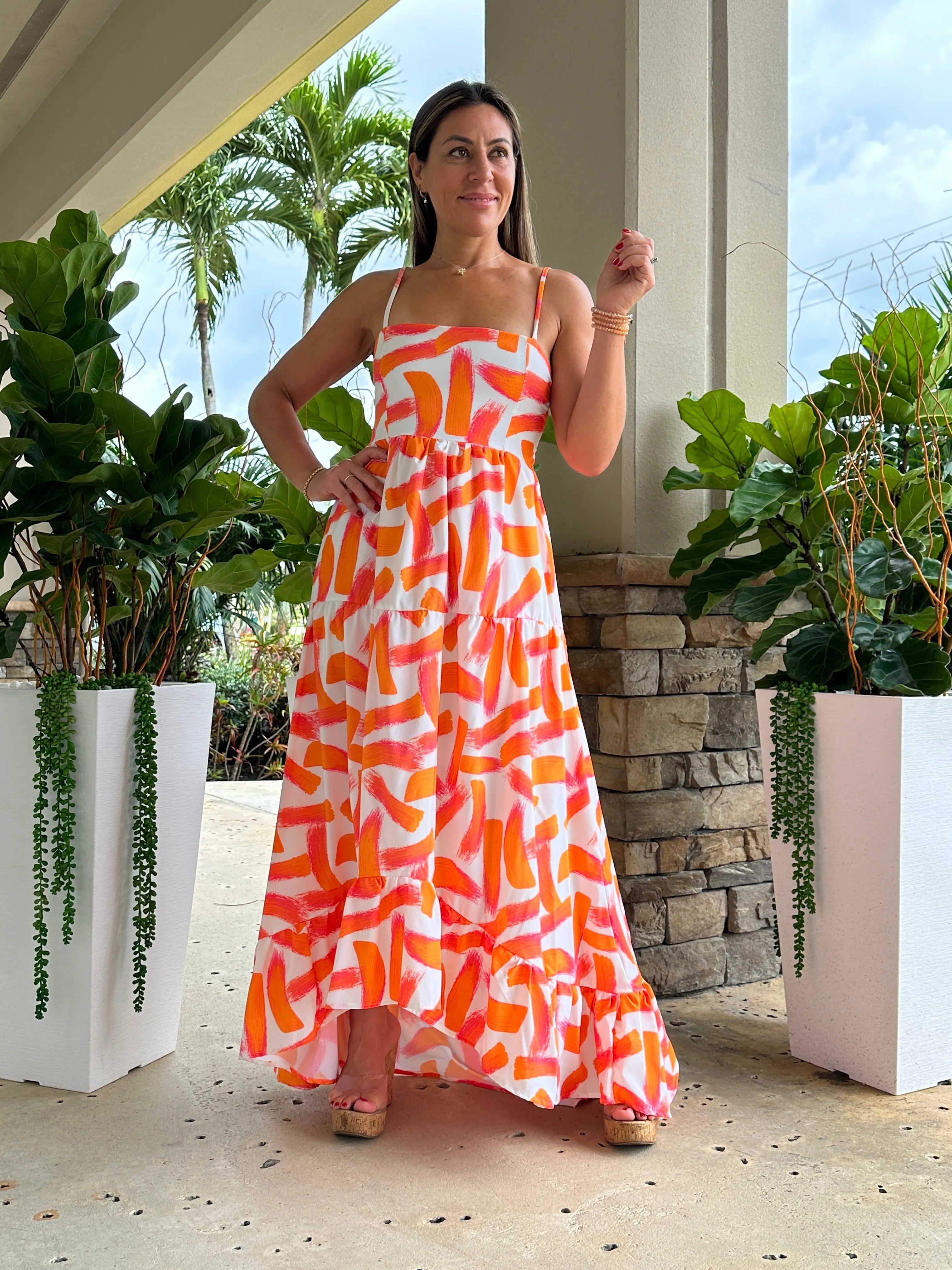 "Mar De Lua" Printed Sleeveless Dress
