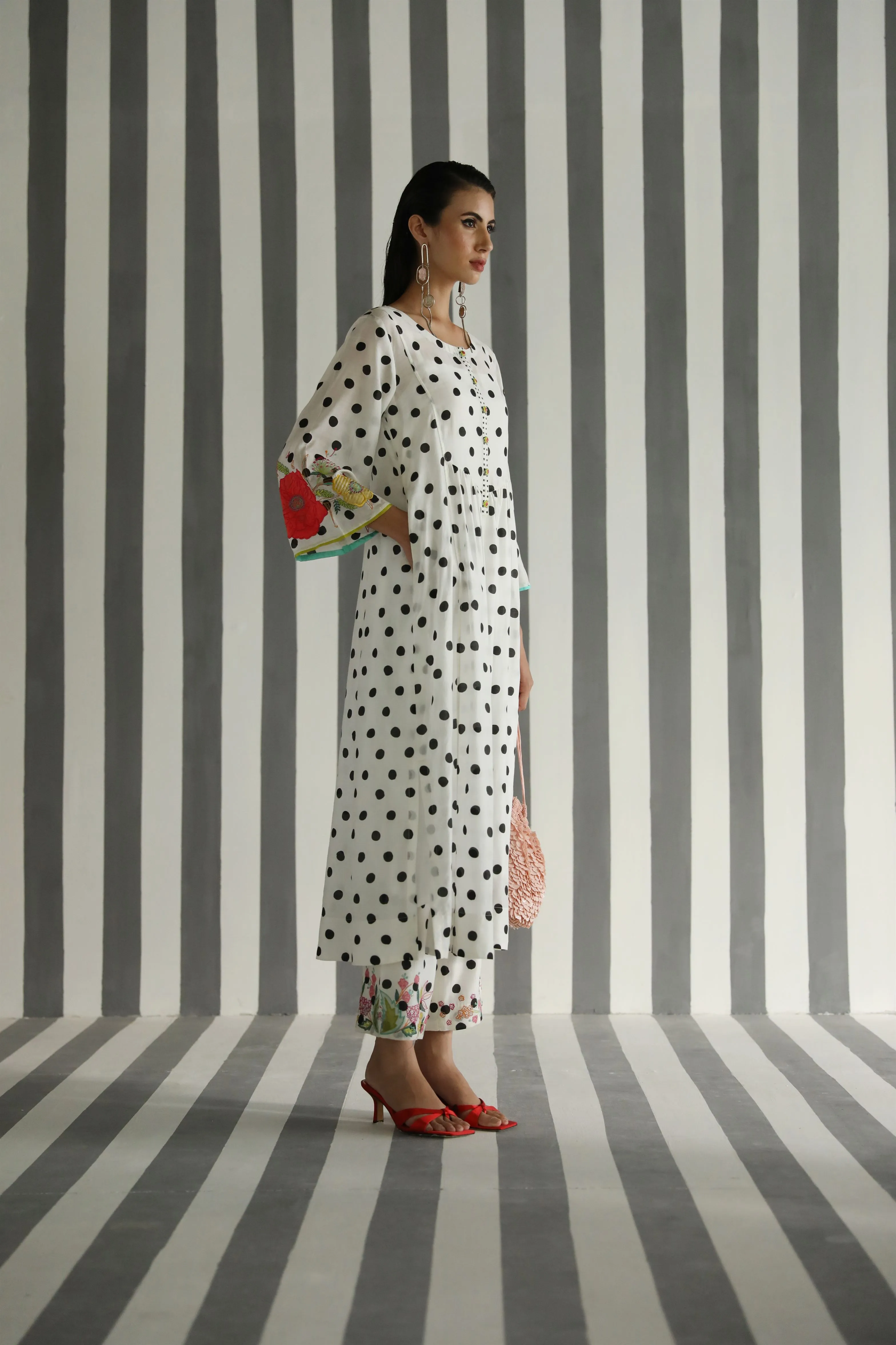 Raji Ramniq I Love To Dot I Cotton Silk Ensemble I Black and White Hot Pink I 114