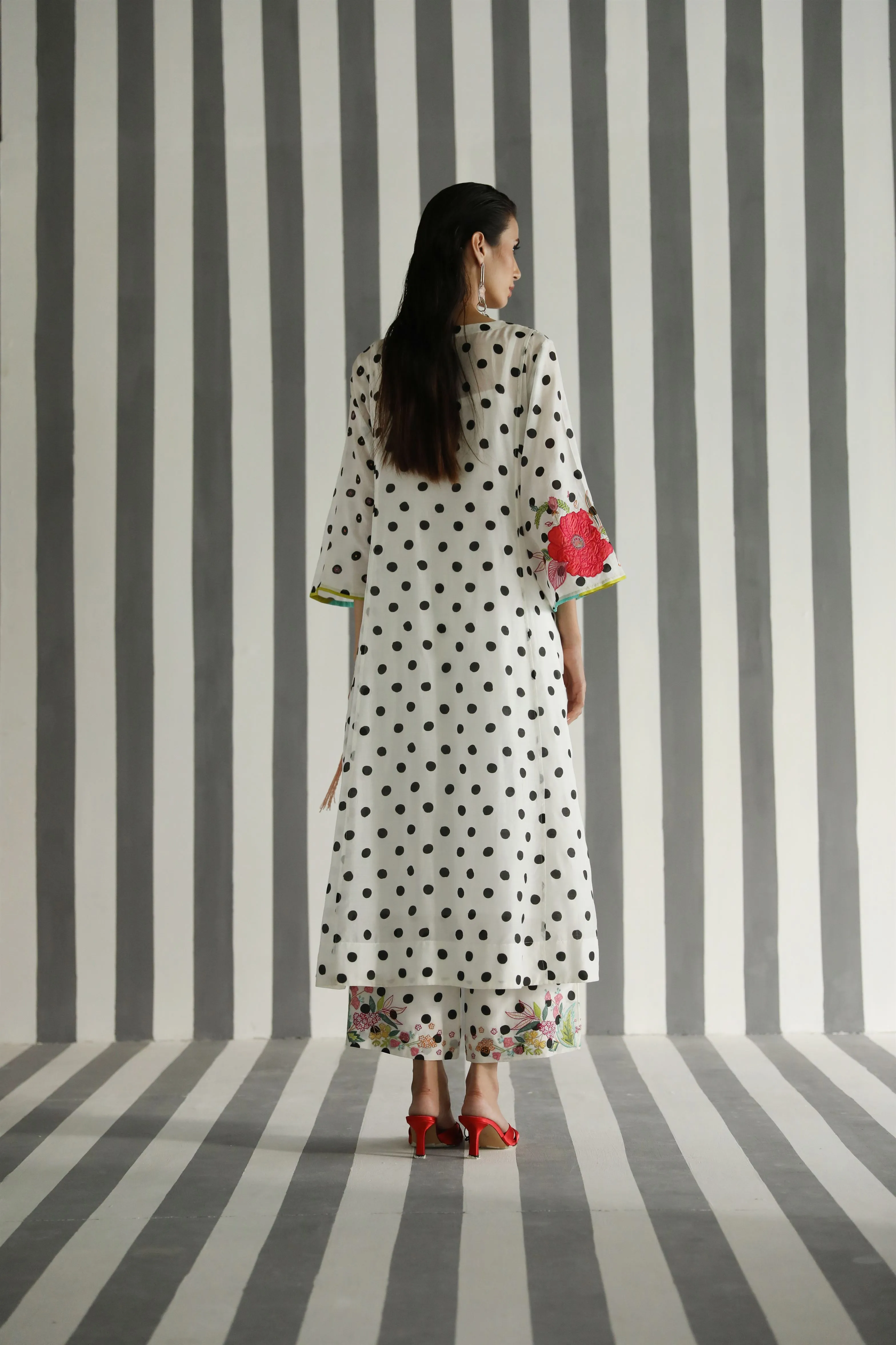 Raji Ramniq I Love To Dot I Cotton Silk Ensemble I Black and White Hot Pink I 114