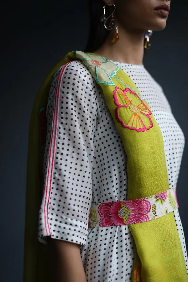 Raji Ramniq I Love To Dot I Cotton Silk Ensemble I Lime yellow I 101