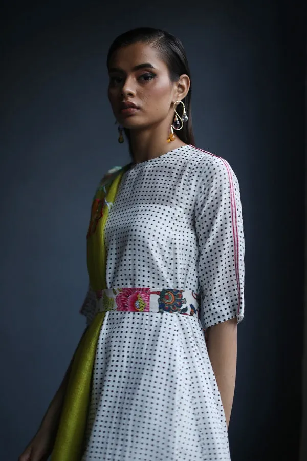 Raji Ramniq I Love To Dot I Cotton Silk Ensemble I Lime yellow I 101