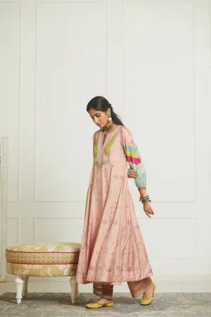Raji Ramniq Mehezebeen Collection Nude Pink Lime Kurta Palazzo Dupatta Mb-110