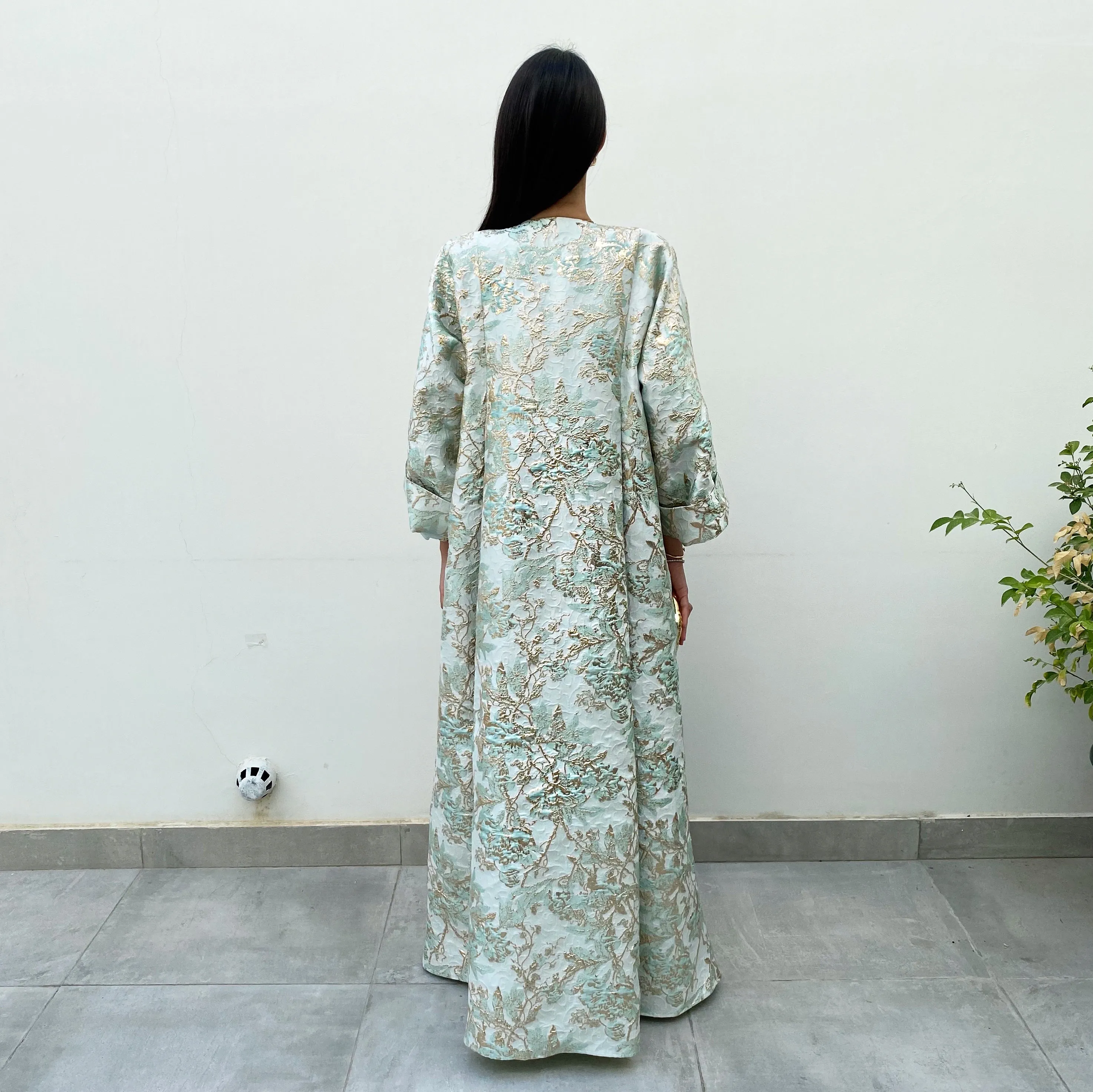 RAM20 TIFFANY & GOLD BROCADE EVENING ABAYA