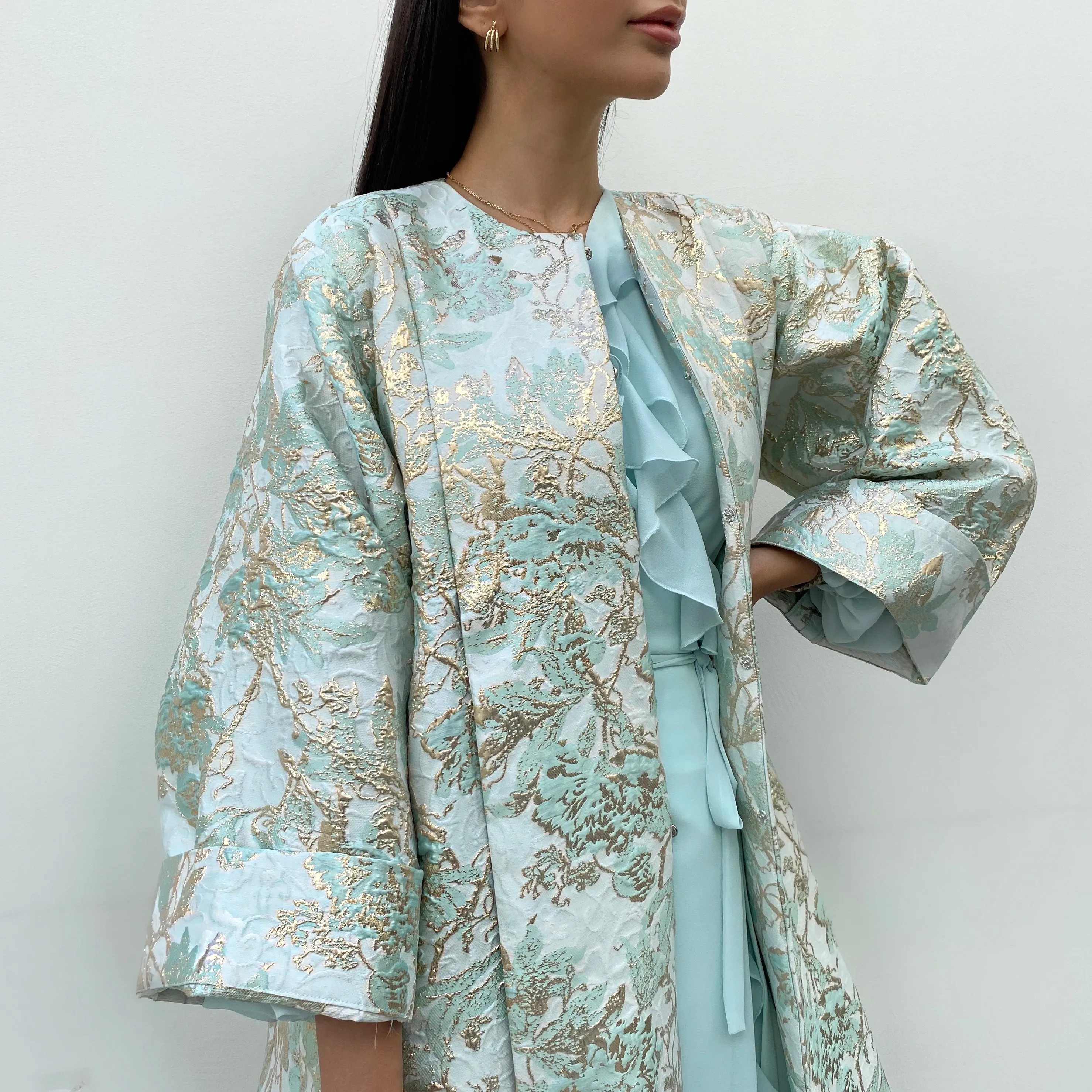 RAM20 TIFFANY & GOLD BROCADE EVENING ABAYA