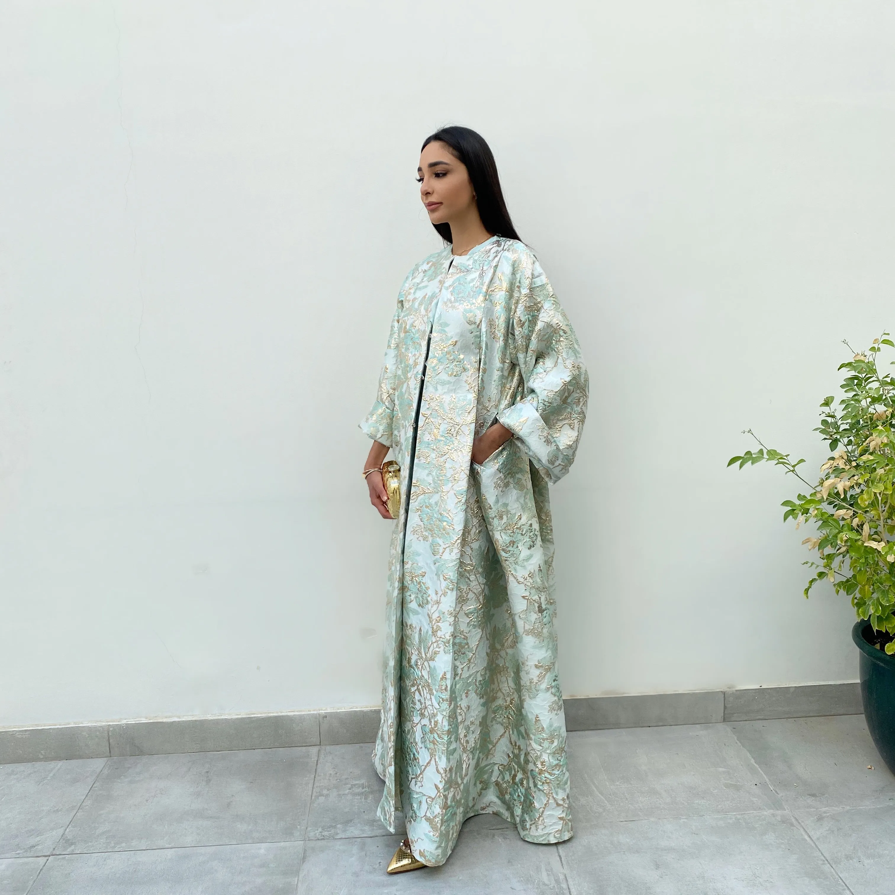 RAM20 TIFFANY & GOLD BROCADE EVENING ABAYA