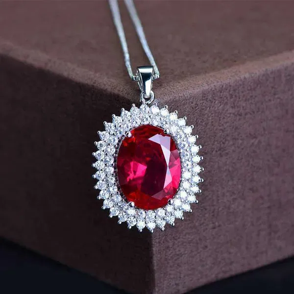Real large Garnet diamond Necklace