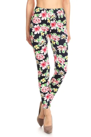 Red Floral Printed Knit Legging