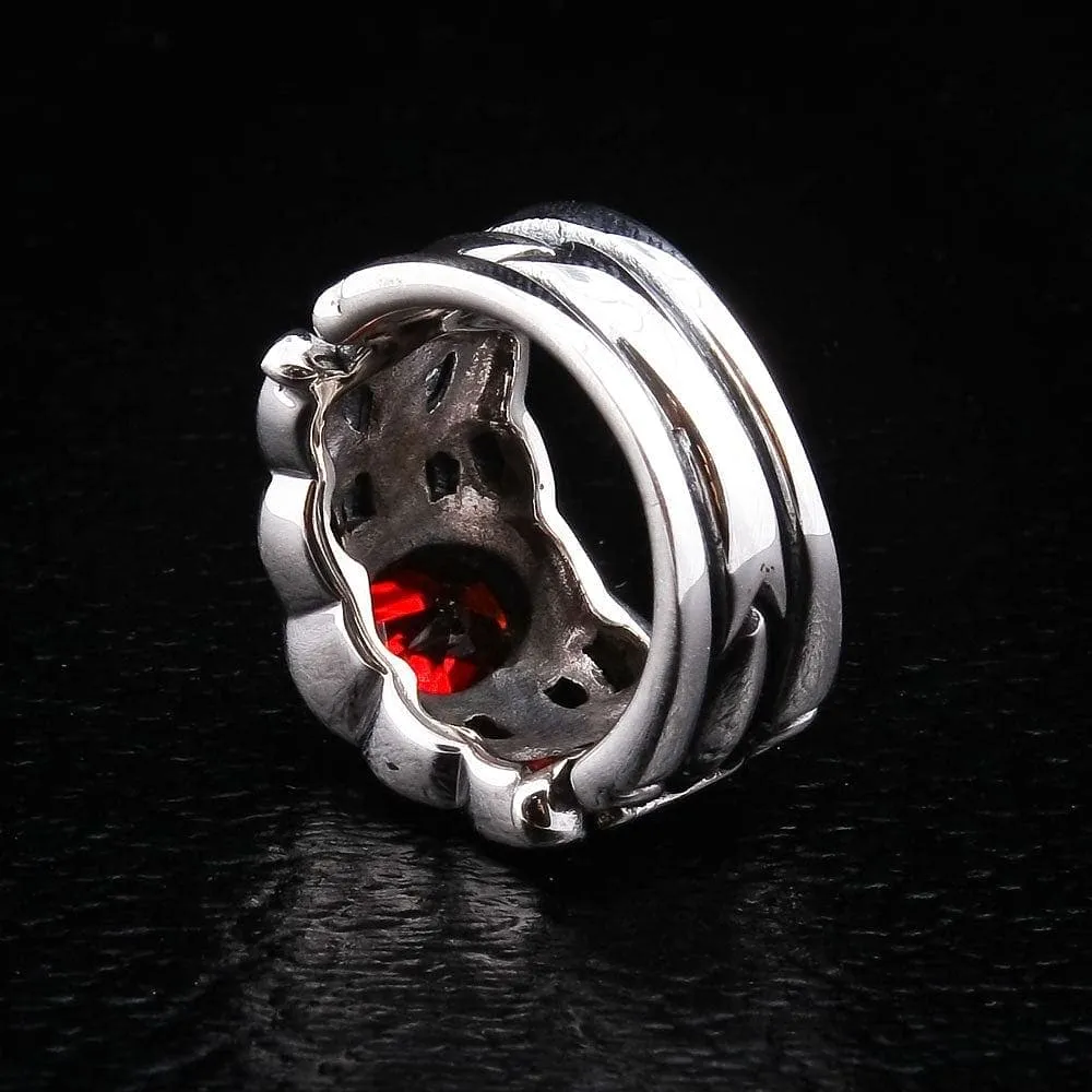 Red Garnet Sterling Silver Medieval Sword Ring