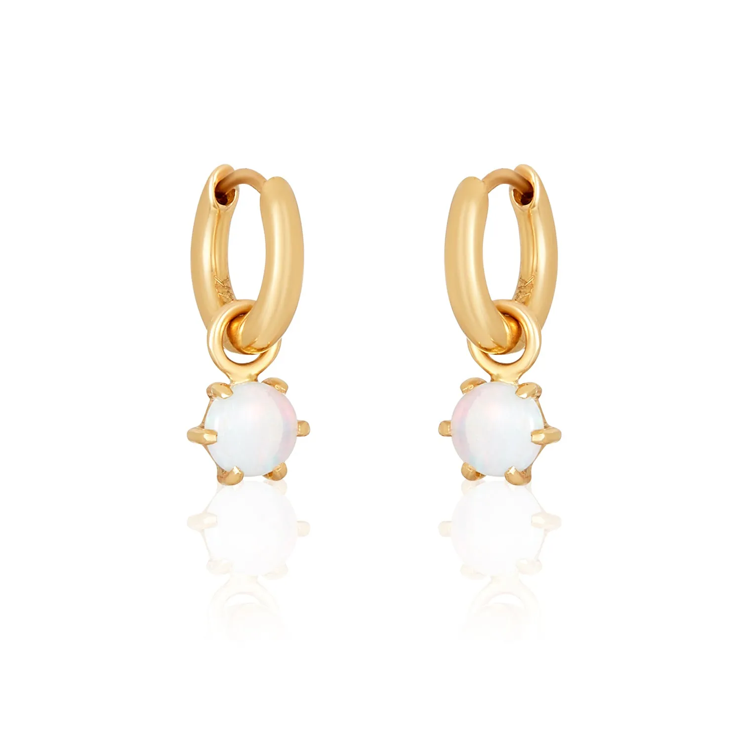 Removable Opal Hoops In 14k