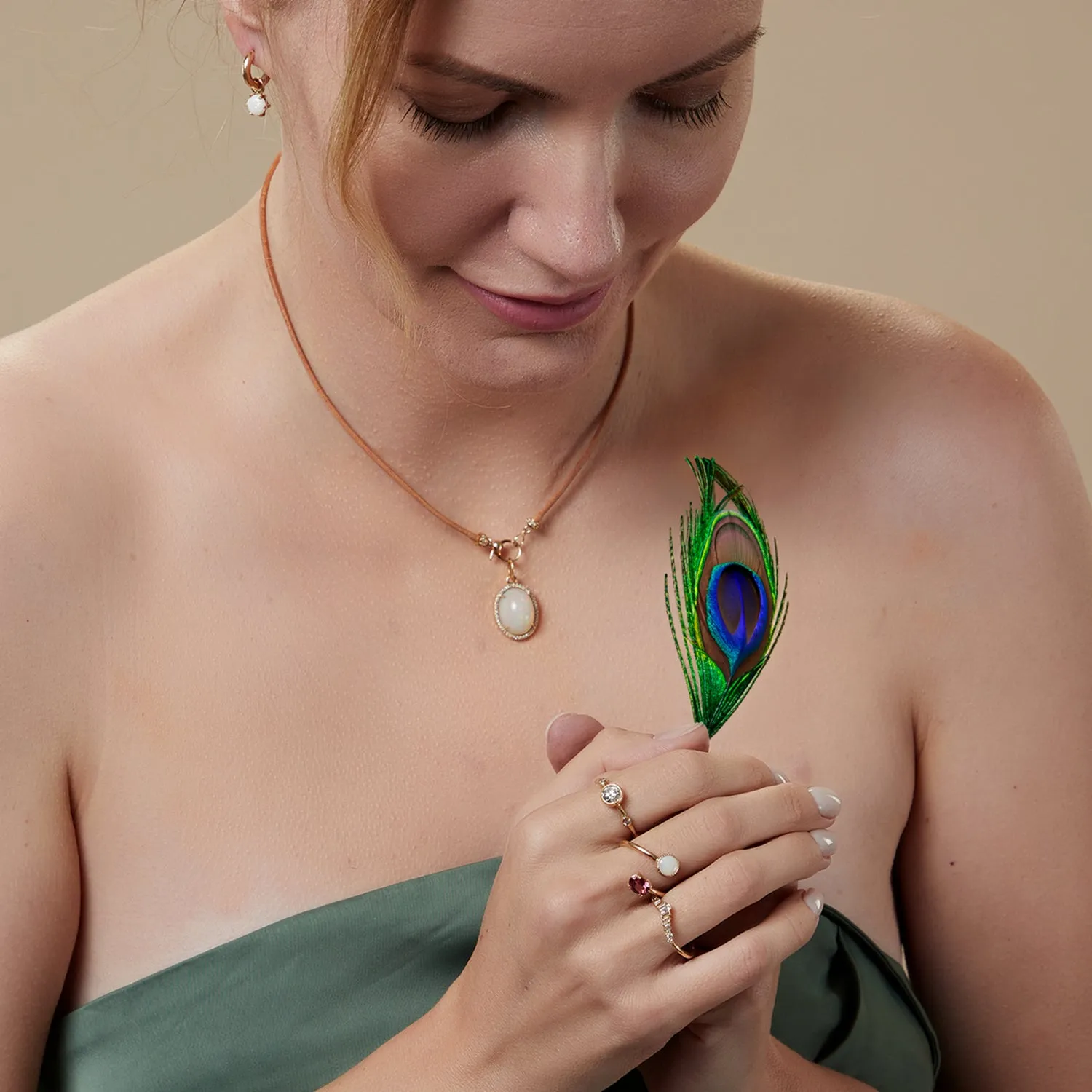 Removable Opal Hoops In 14k
