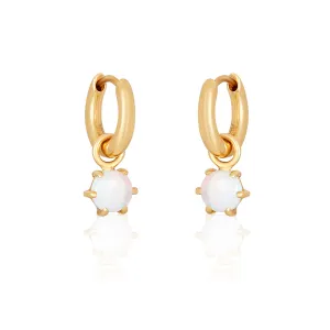 Removable Opal Hoops In 14k