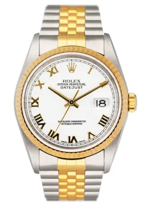 Rolex Datejust 16233 White Dial Two Tone Mens Watch