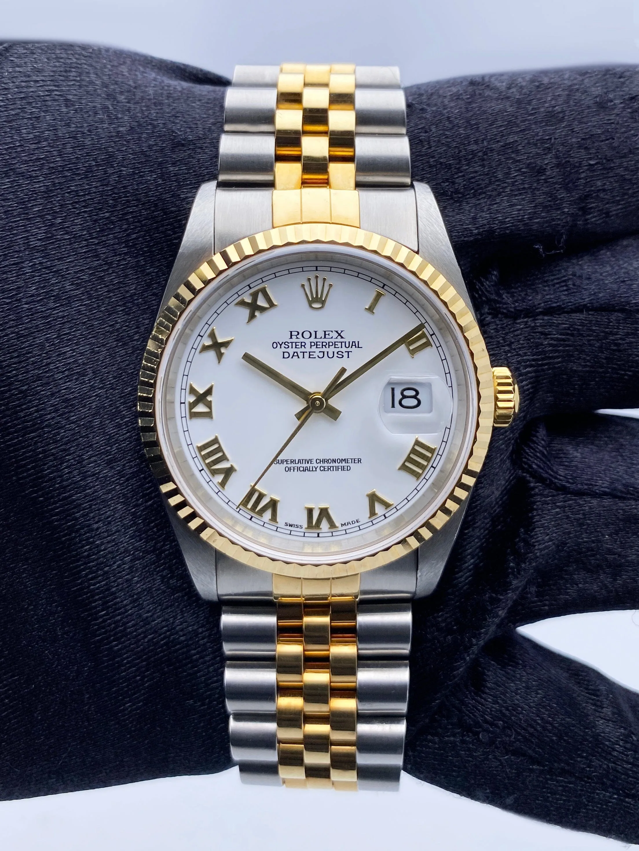 Rolex Datejust 16233 White Dial Two Tone Mens Watch