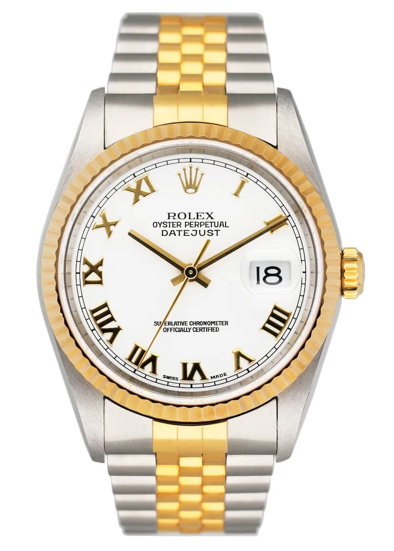 Rolex Datejust 16233 White Dial Two Tone Mens Watch