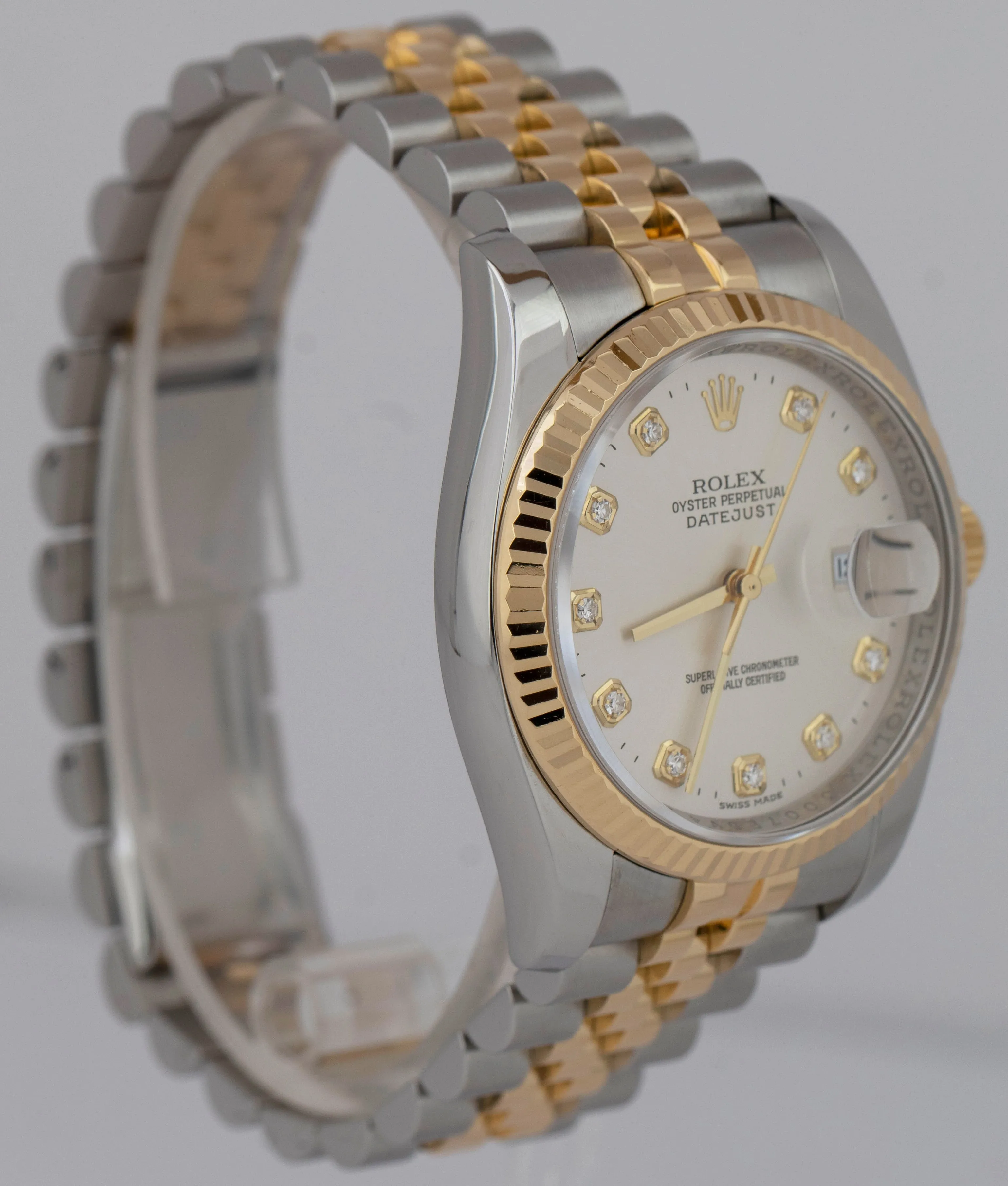 Rolex DateJust 36mm 116233 PAPERS DIAMOND Silver 18K Yellow Gold Steel Watch B P