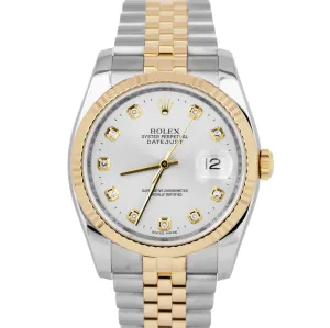 Rolex DateJust 36mm 116233 PAPERS DIAMOND Silver 18K Yellow Gold Steel Watch B P