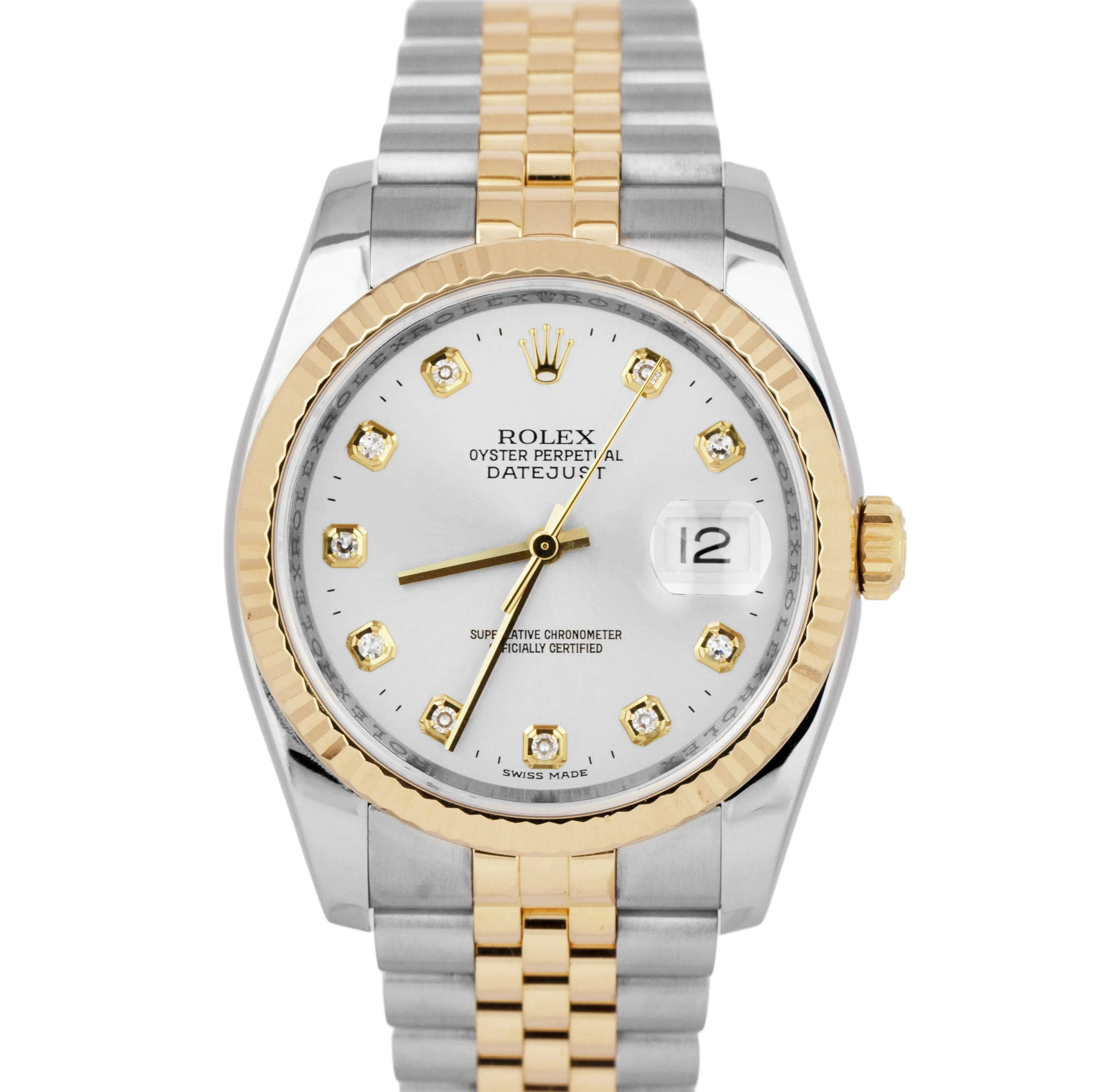 Rolex DateJust 36mm 116233 PAPERS DIAMOND Silver 18K Yellow Gold Steel Watch B P