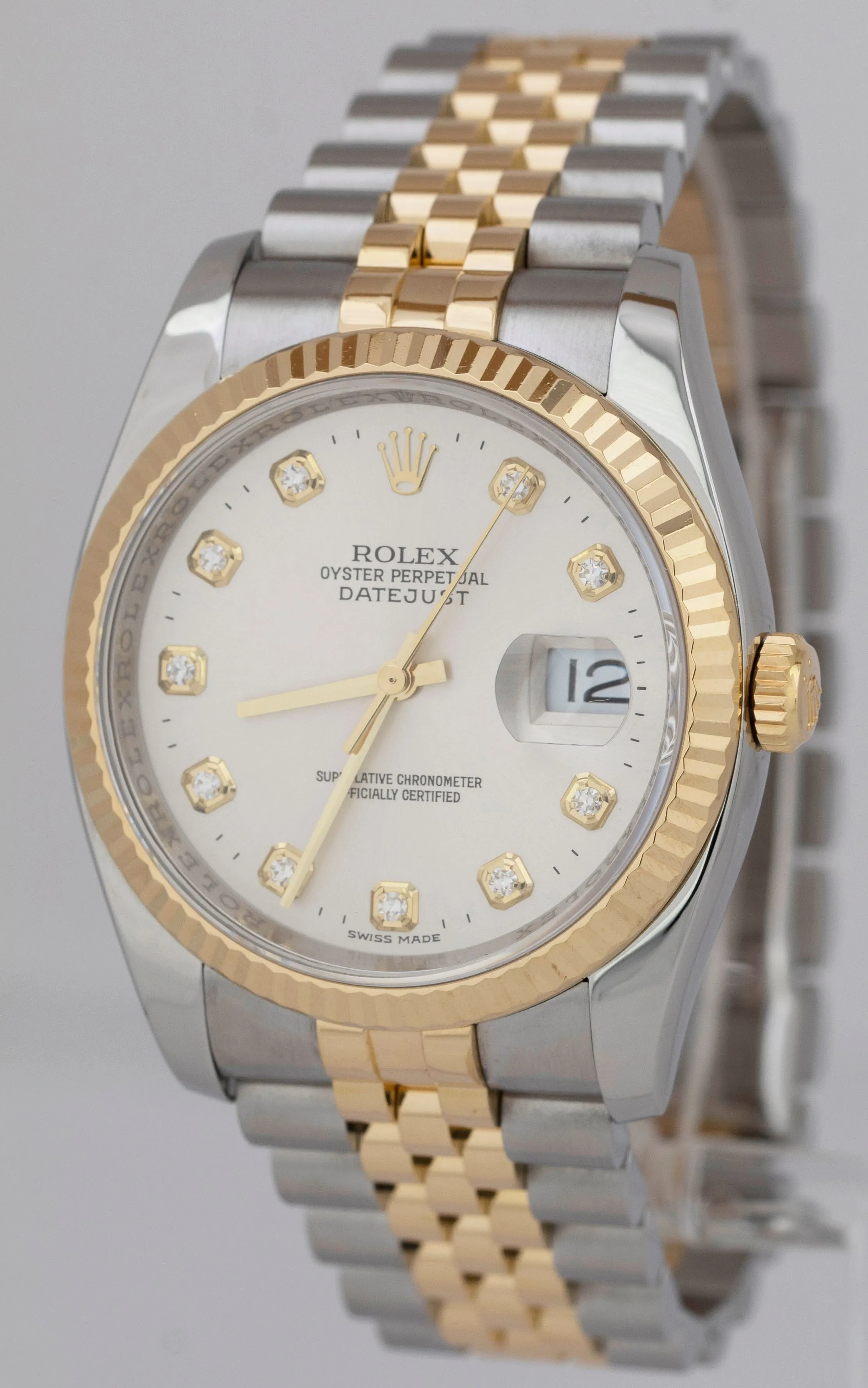 Rolex DateJust 36mm 116233 PAPERS DIAMOND Silver 18K Yellow Gold Steel Watch B P