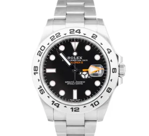 Rolex Explorer II 216570 PAPERS Black Orange Stainless GMT 42mm Date Watch B P