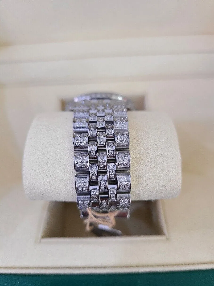 ROLEX Mens Datejust Rainbow Dial Iced Out Fully Load Genuine Diamonds 36mm Watch