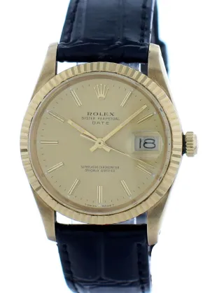 Rolex Oyster Perpetual Date 15038 18K Yellow Gold Vintage Watch