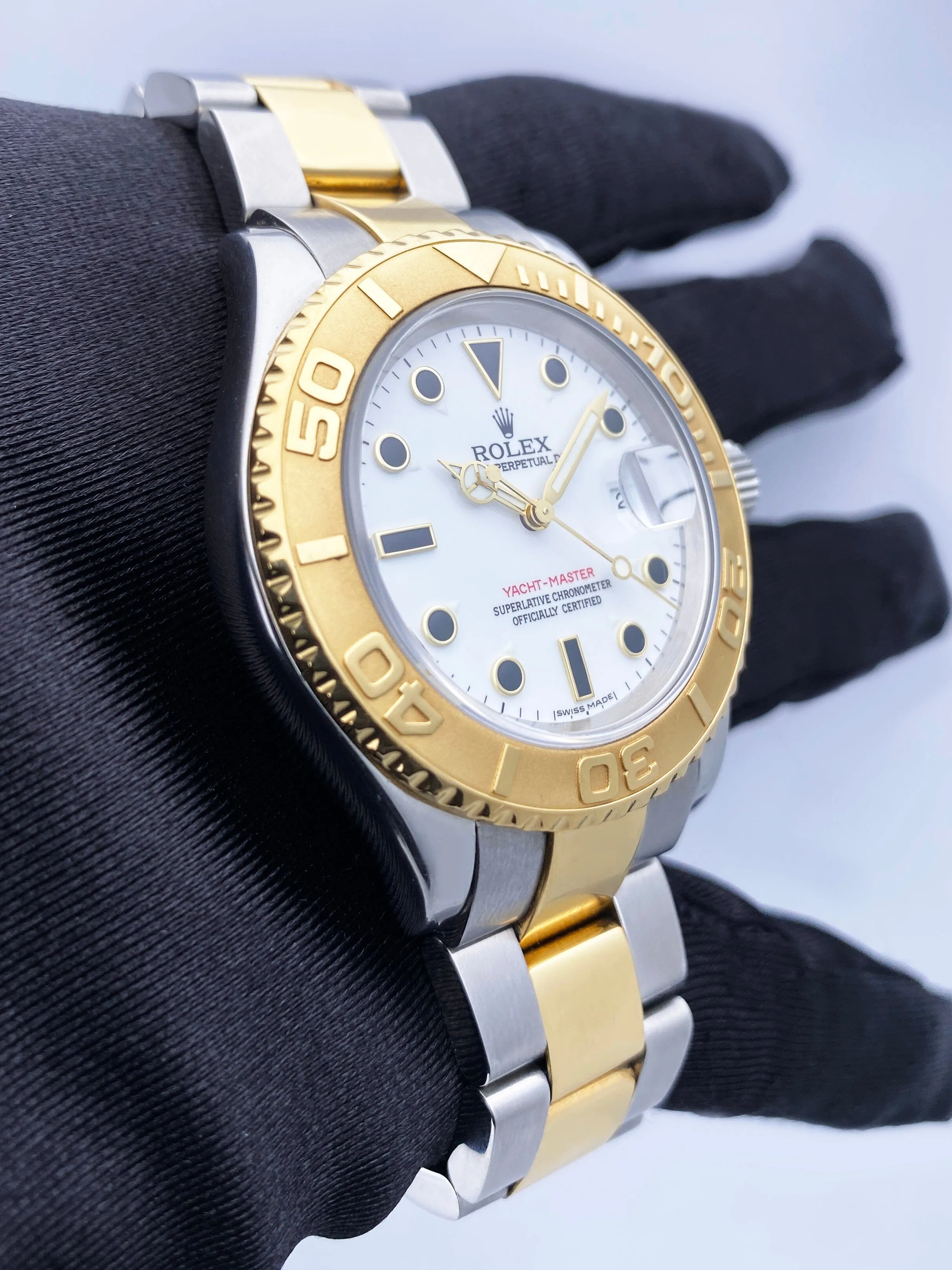 Rolex Yacht-Master 40 16623 White Dial Two-Tone Mens Watch Box Papers