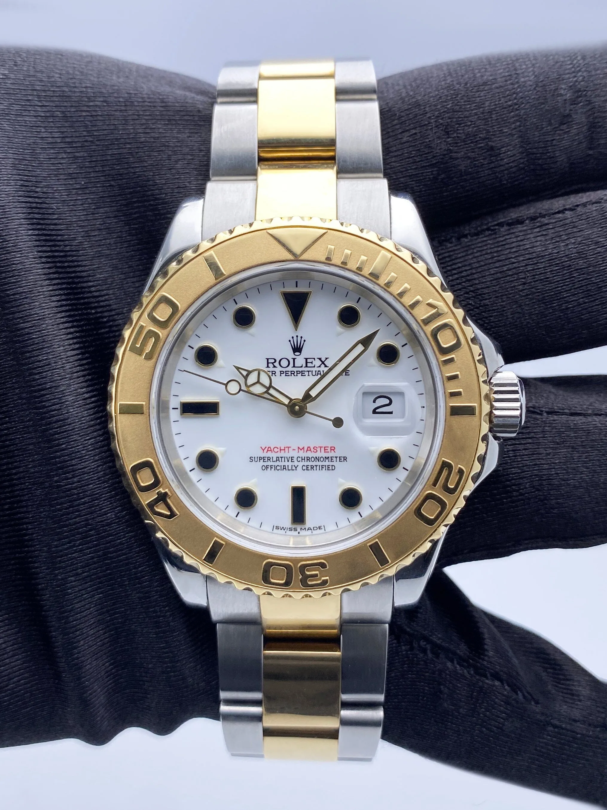 Rolex Yacht-Master 40 16623 White Dial Two-Tone Mens Watch Box Papers