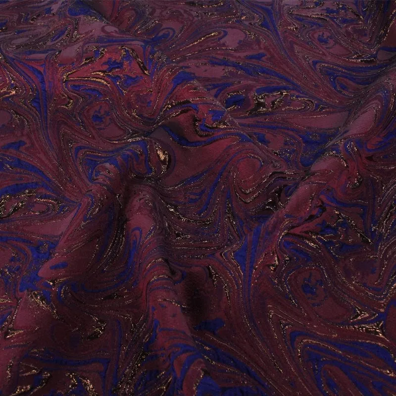 Rosa Brocade Maroon/Royal Fabric 150cm