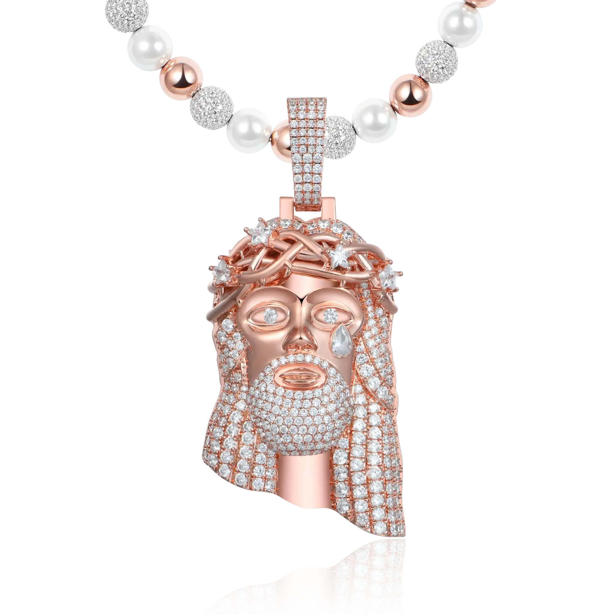 Rose Gold Stellar Jesus Pendant - Large