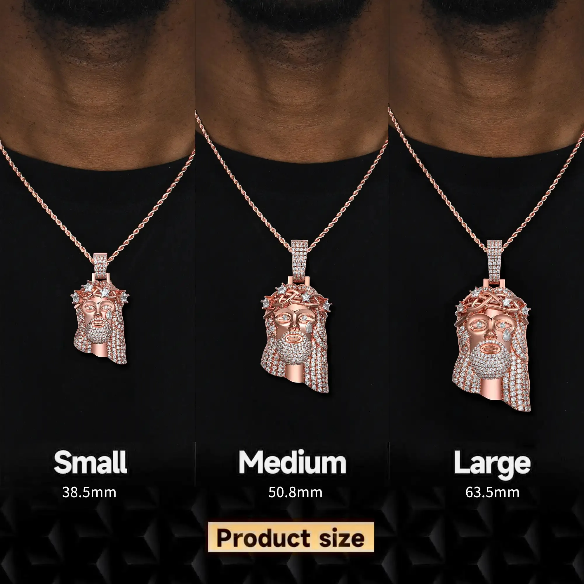 Rose Gold Stellar Jesus Pendant - Small