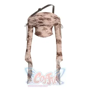 Rose Printed Stretch Mesh Top