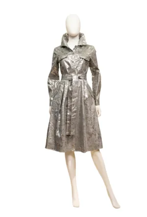 SAMUEL DONG'S COATED DENIM COAT DRESS Silver