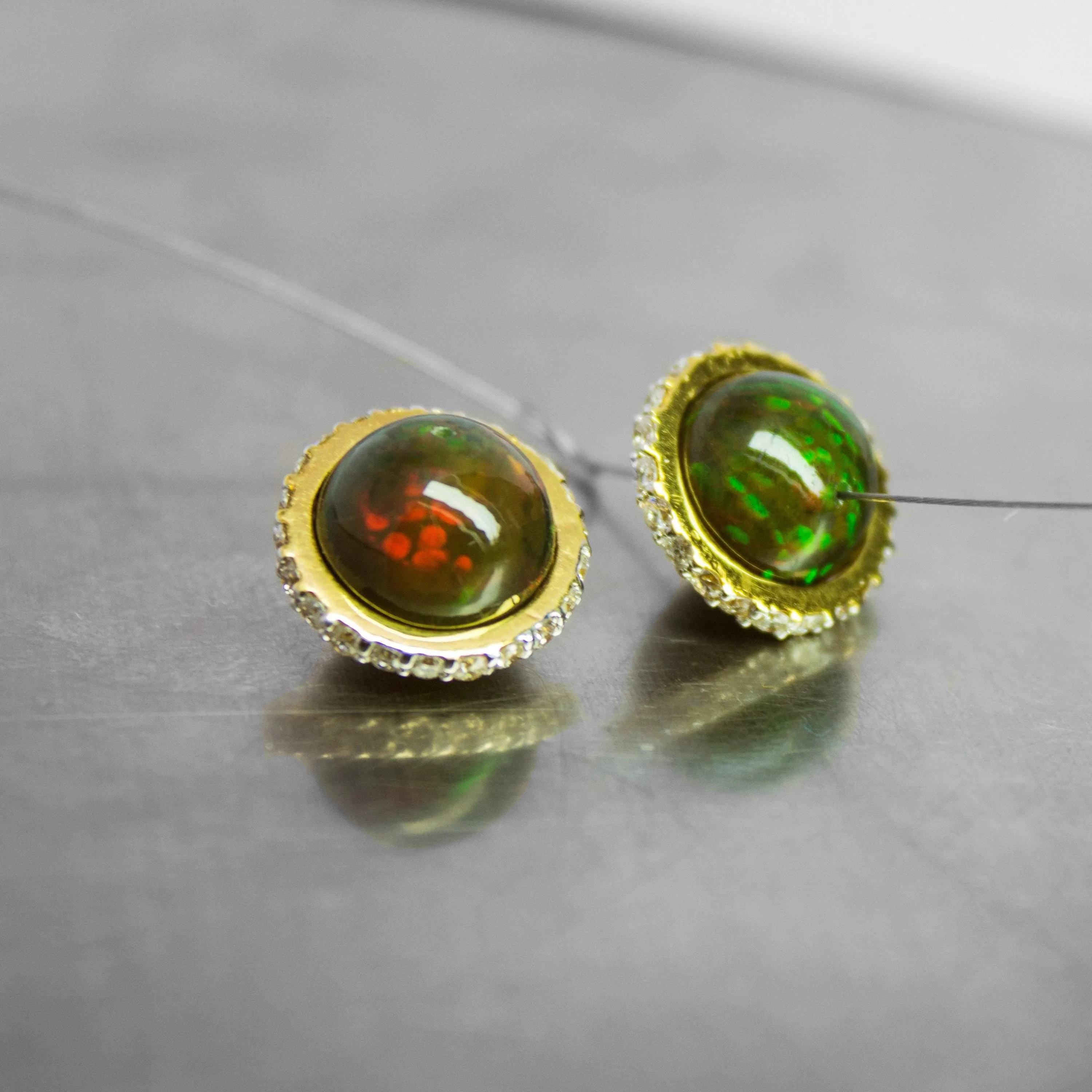 Saturn Black Opal 18k Gold Diamond Ring Spacer Beads, Black Opal Beads, Diamond Opal Bead, Luxury Finding (2)