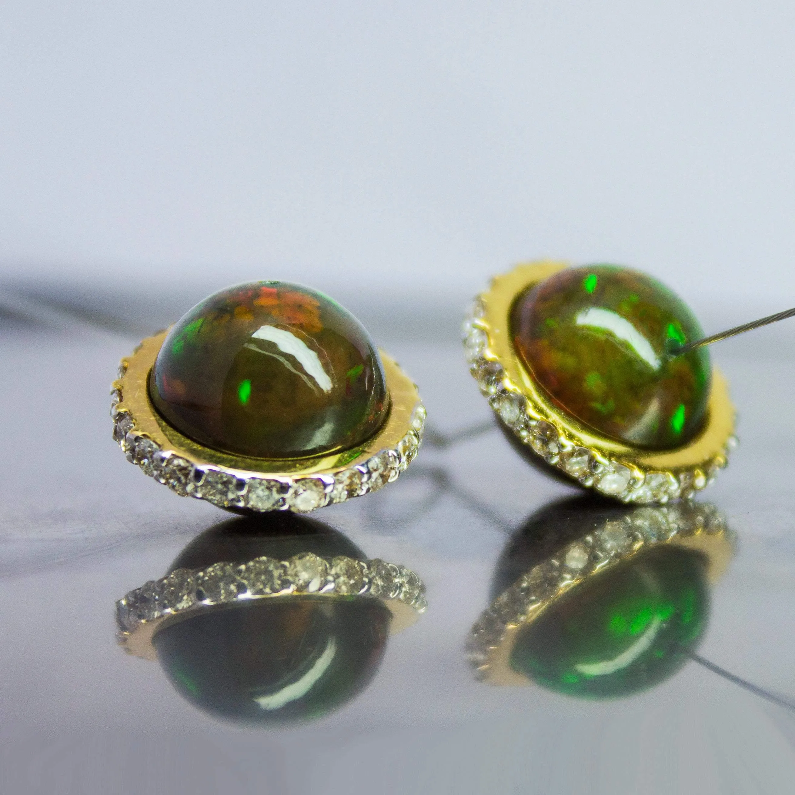 Saturn Black Opal 18k Gold Diamond Ring Spacer Beads, Black Opal Beads, Diamond Opal Bead, Luxury Finding (2)
