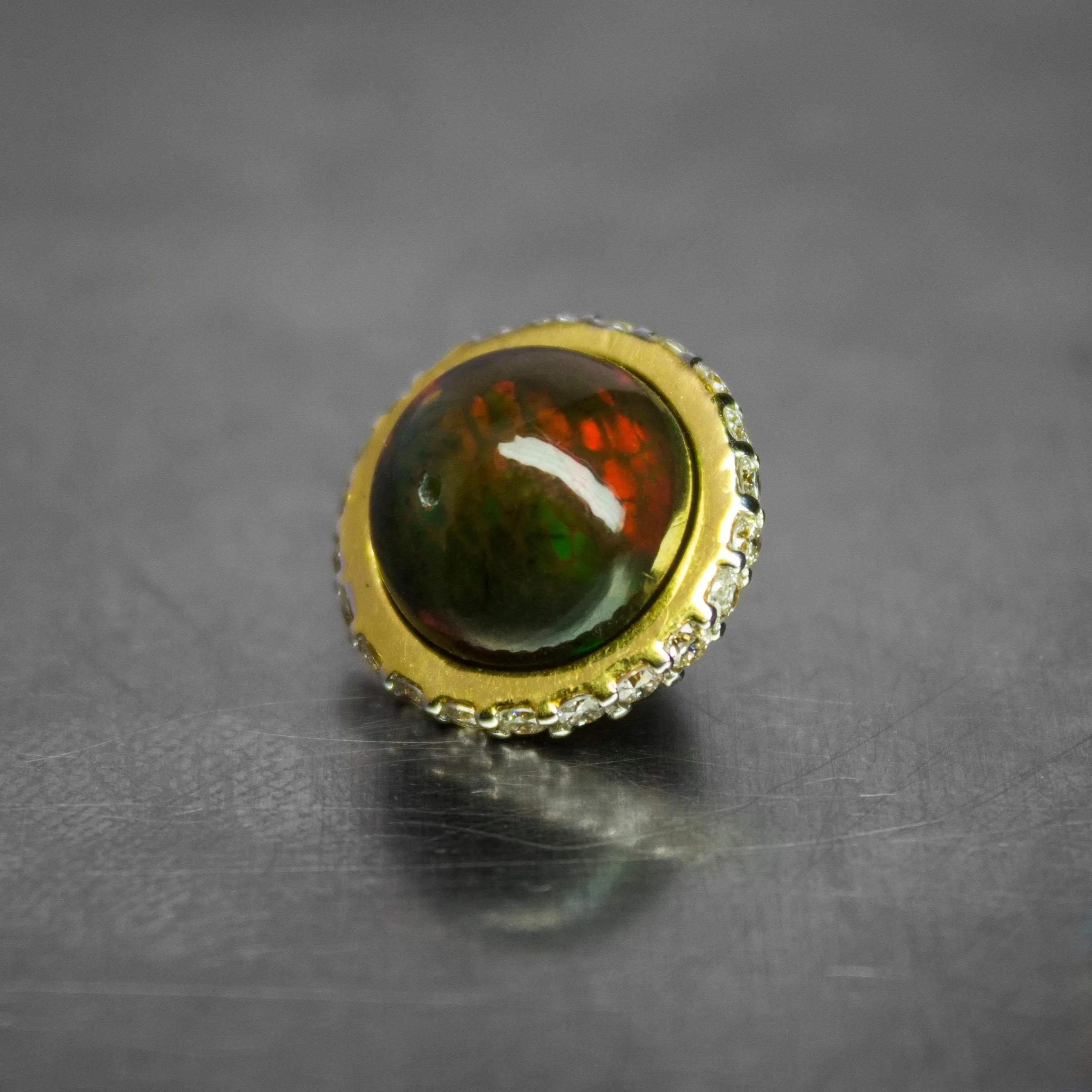 Saturn Black Opal 18k Gold Diamond Ring Spacer Beads, Black Opal Beads, Diamond Opal Bead, Luxury Finding (2)