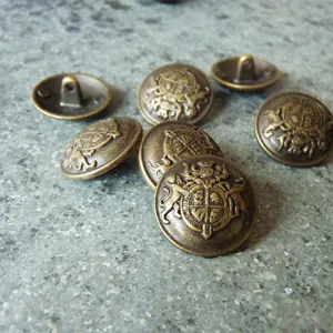 Set of 2 Lion Blazer Shank Button - Antique Brass