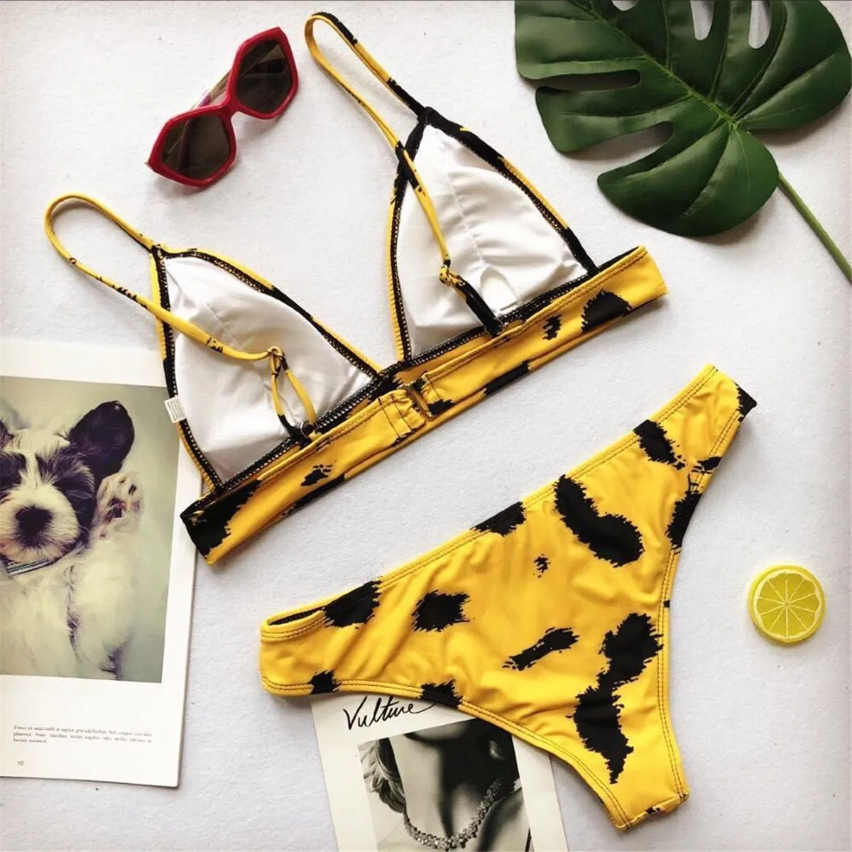 Sexy Backless Printed Low Waist Bikini