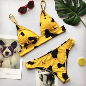 Sexy Backless Printed Low Waist Bikini