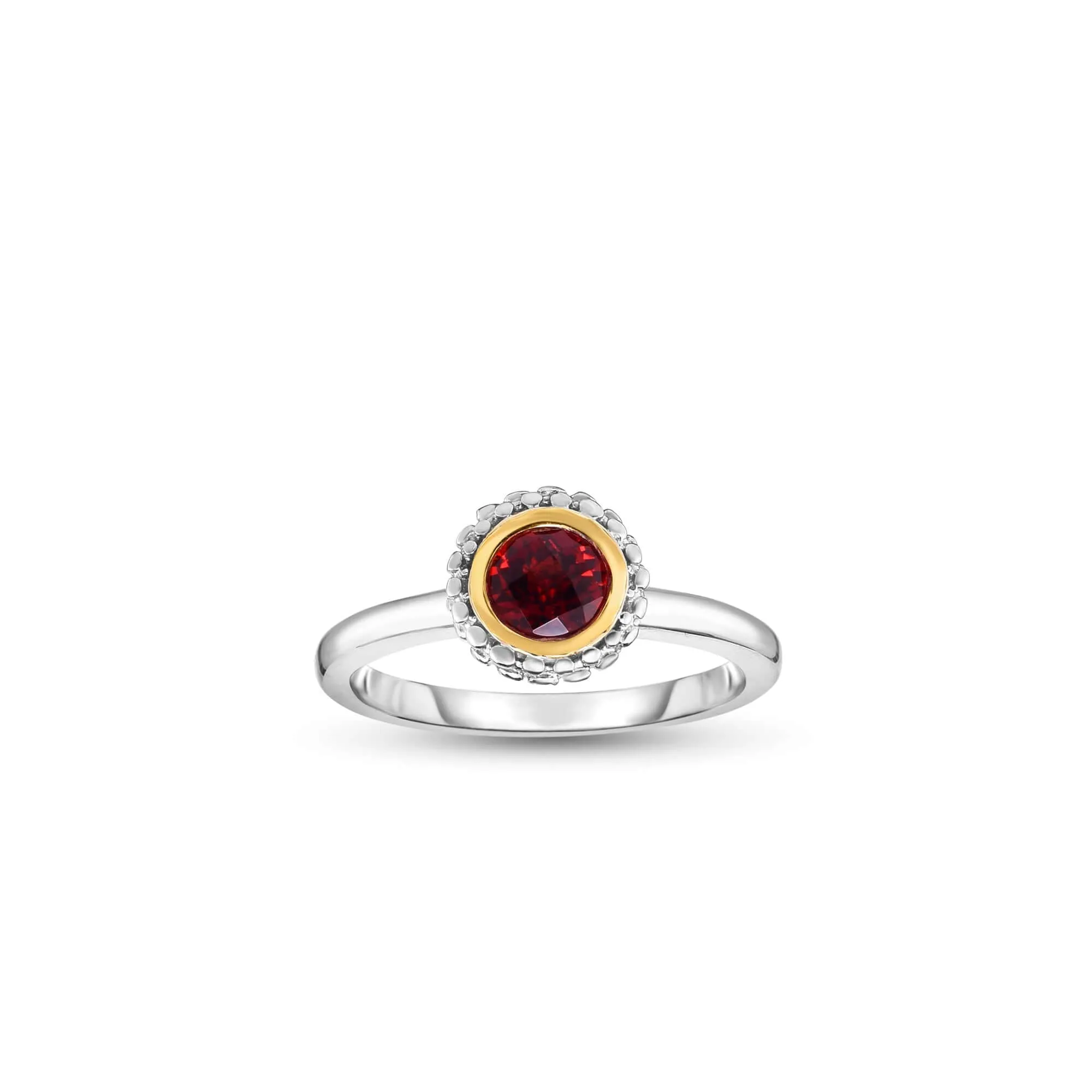 Silver & 18K Gold Prosecco Garnet Ring