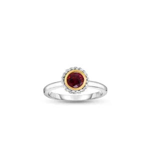 Silver & 18K Gold Prosecco Garnet Ring