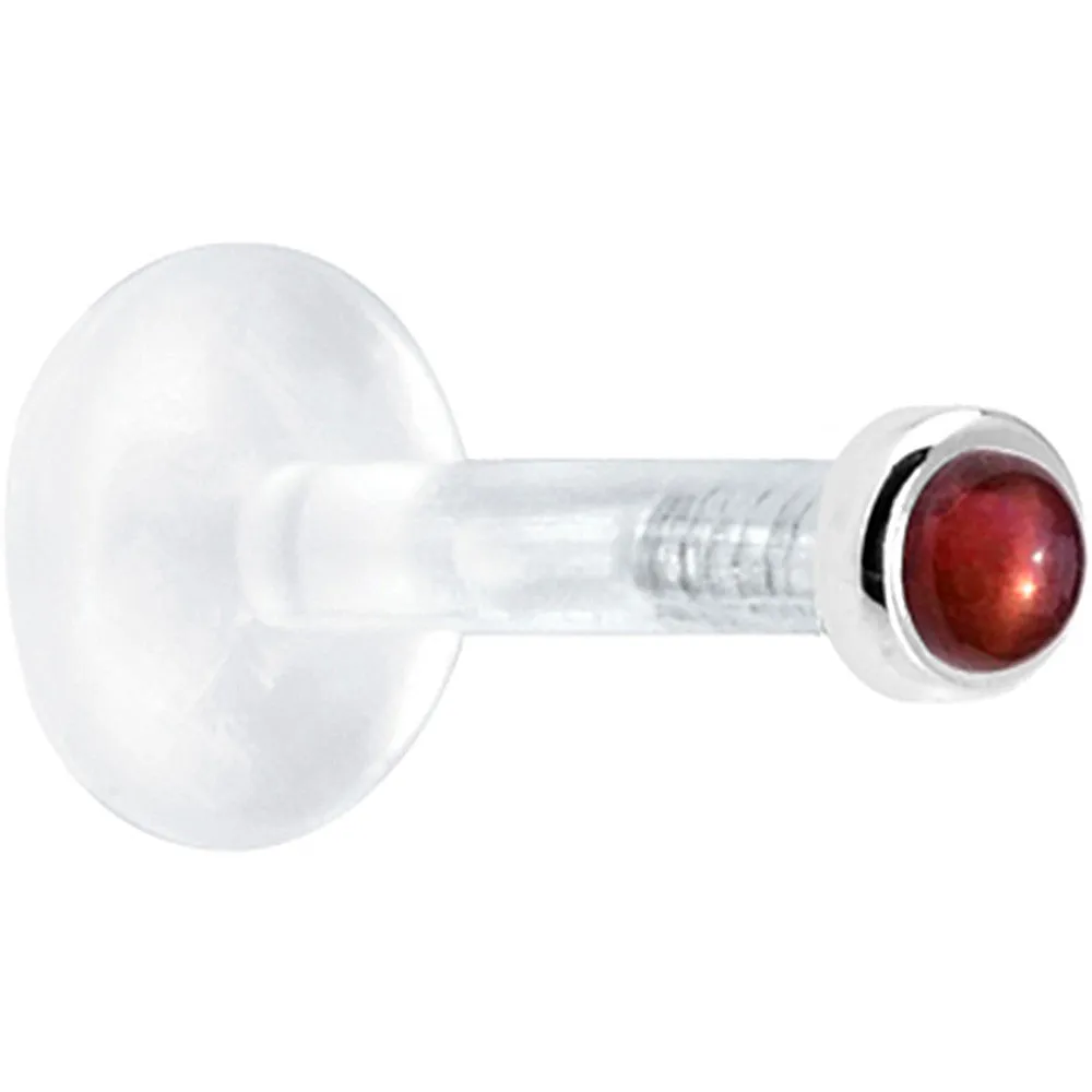 Solid 14KT White Gold 2mm Genuine Red Garnet Bioplast Push in Monroe