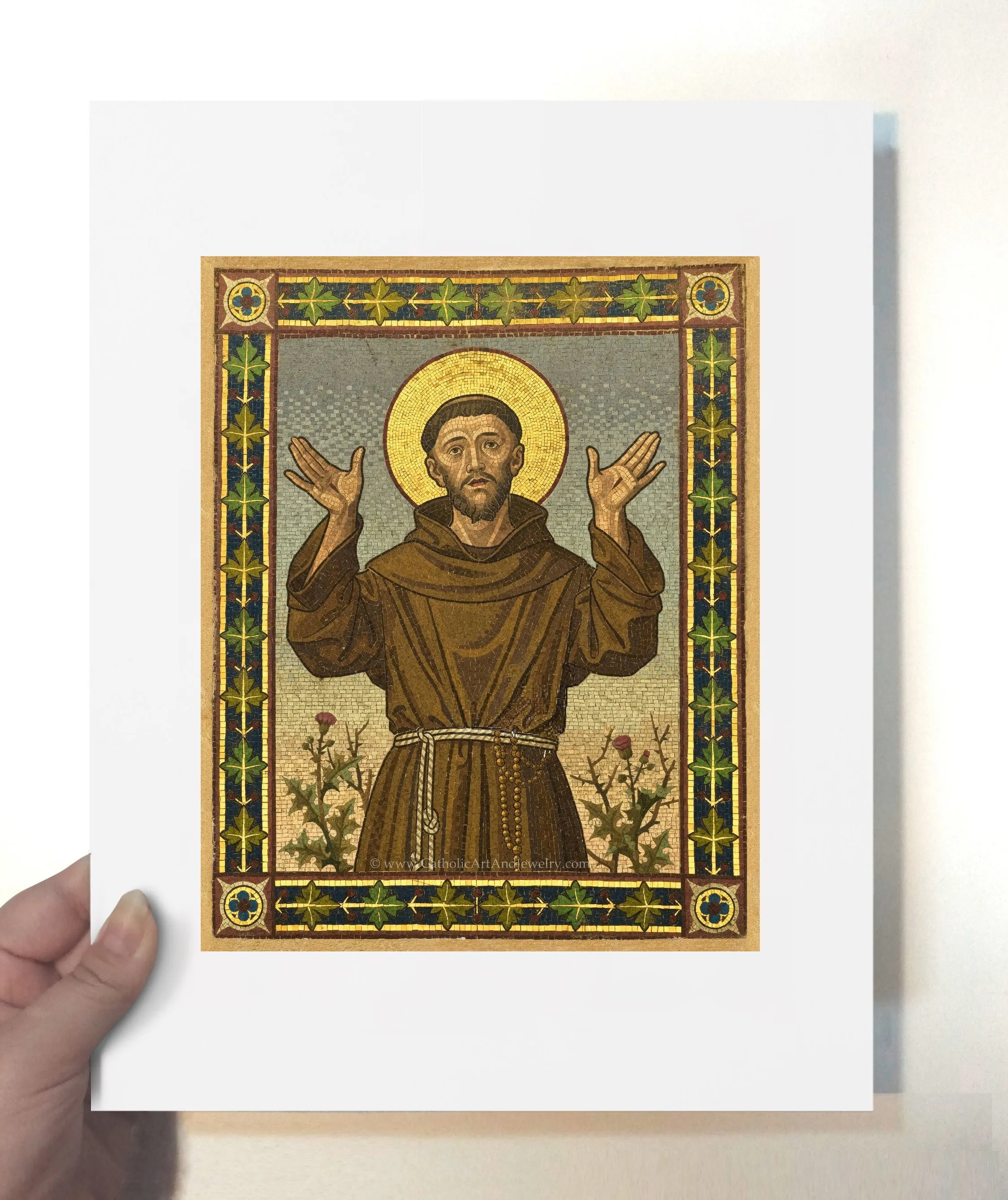 St. Francis of Assisi – Mosaic from Franciscan Friary, Bolzano, Italy – Catholic Art Print – Archival Quality