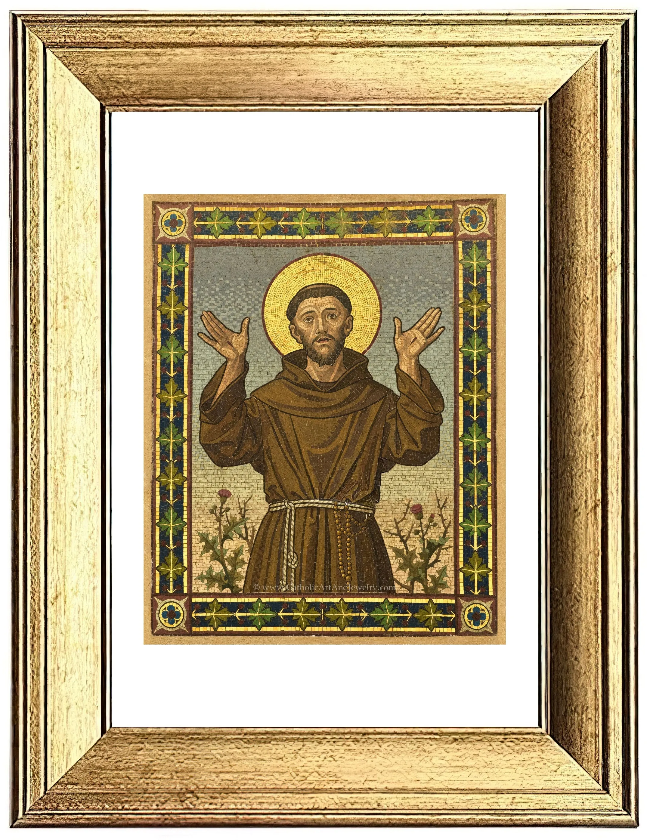 St. Francis of Assisi – Mosaic from Franciscan Friary, Bolzano, Italy – Catholic Art Print – Archival Quality