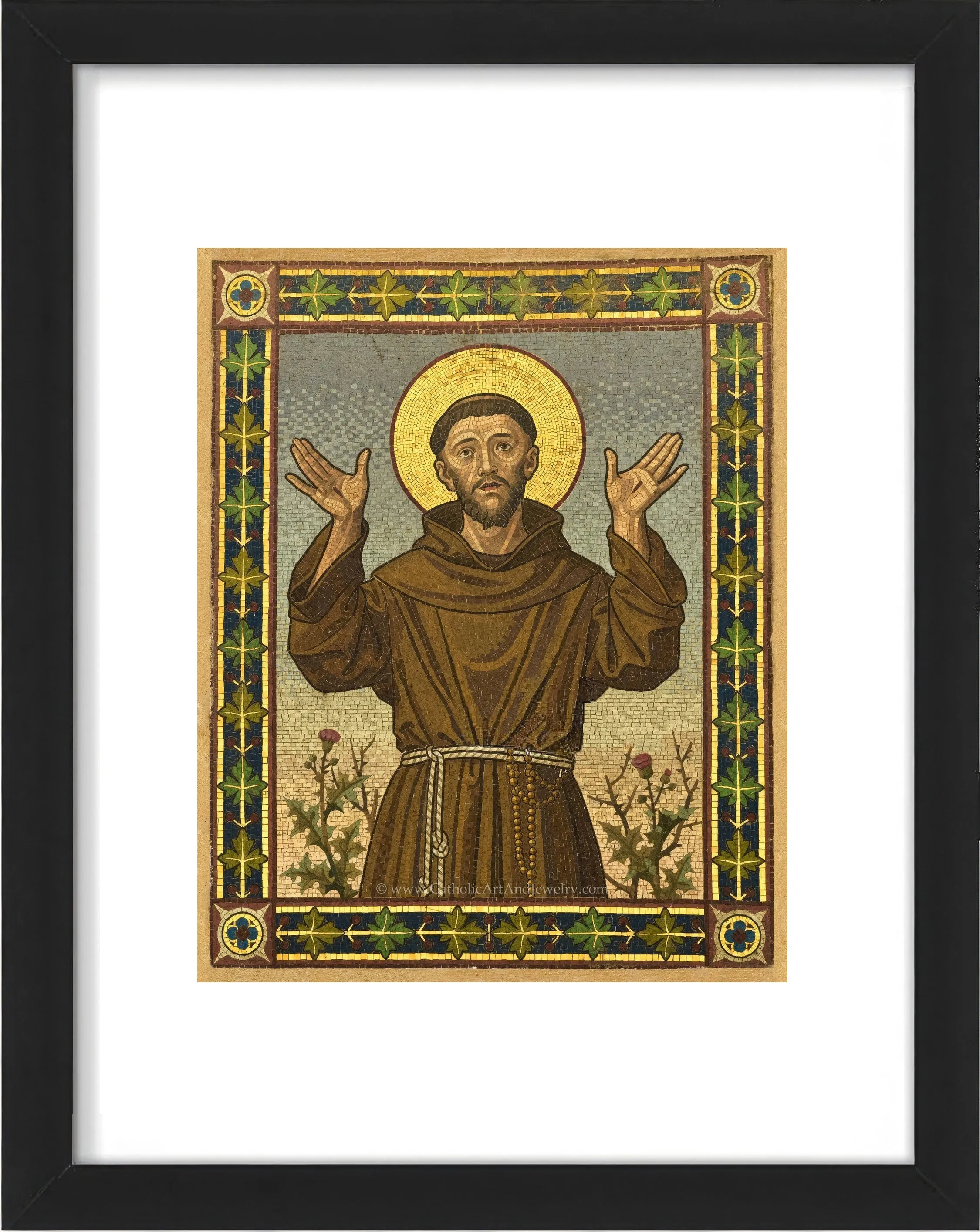 St. Francis of Assisi – Mosaic from Franciscan Friary, Bolzano, Italy – Catholic Art Print – Archival Quality