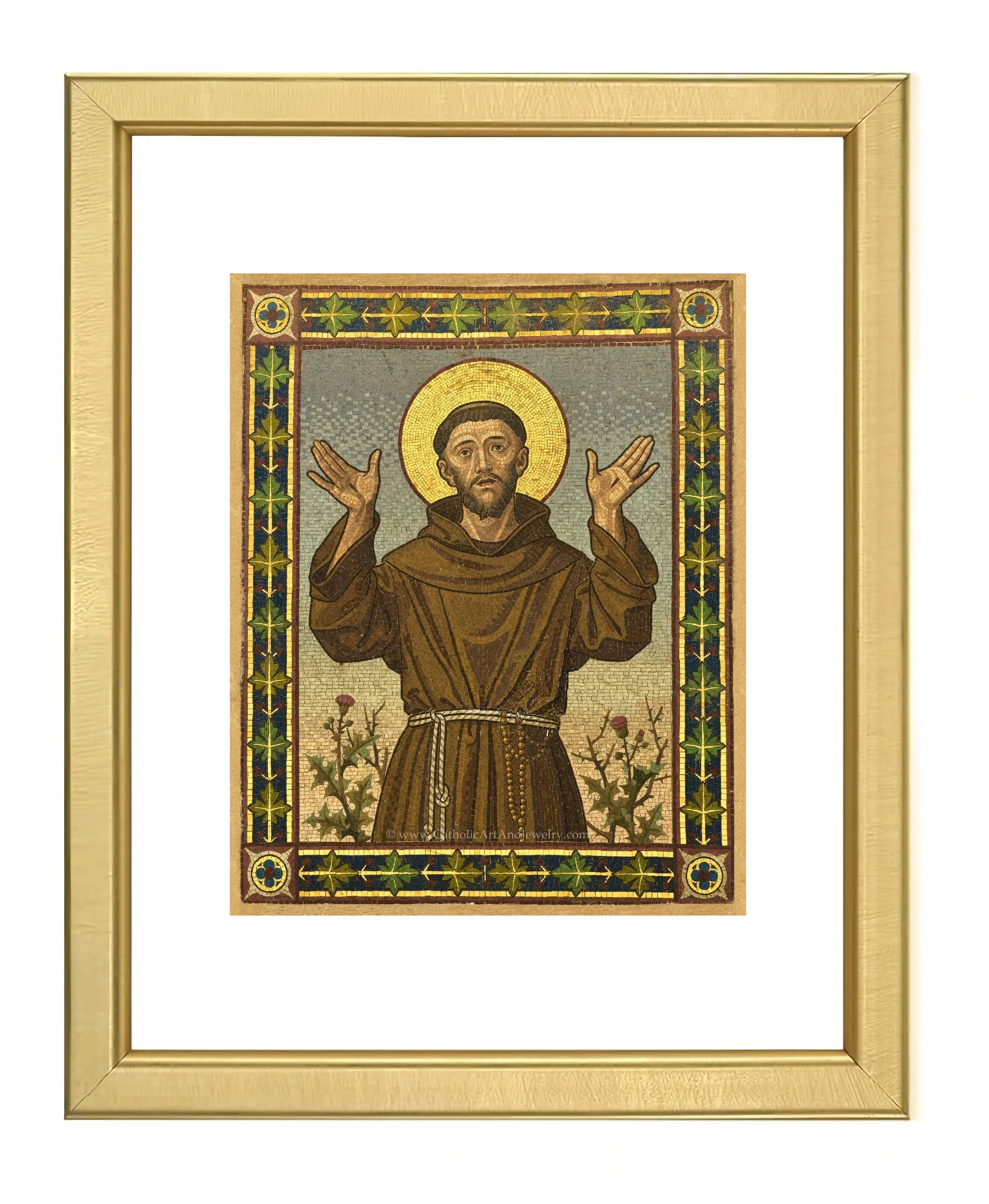 St. Francis of Assisi – Mosaic from Franciscan Friary, Bolzano, Italy – Catholic Art Print – Archival Quality
