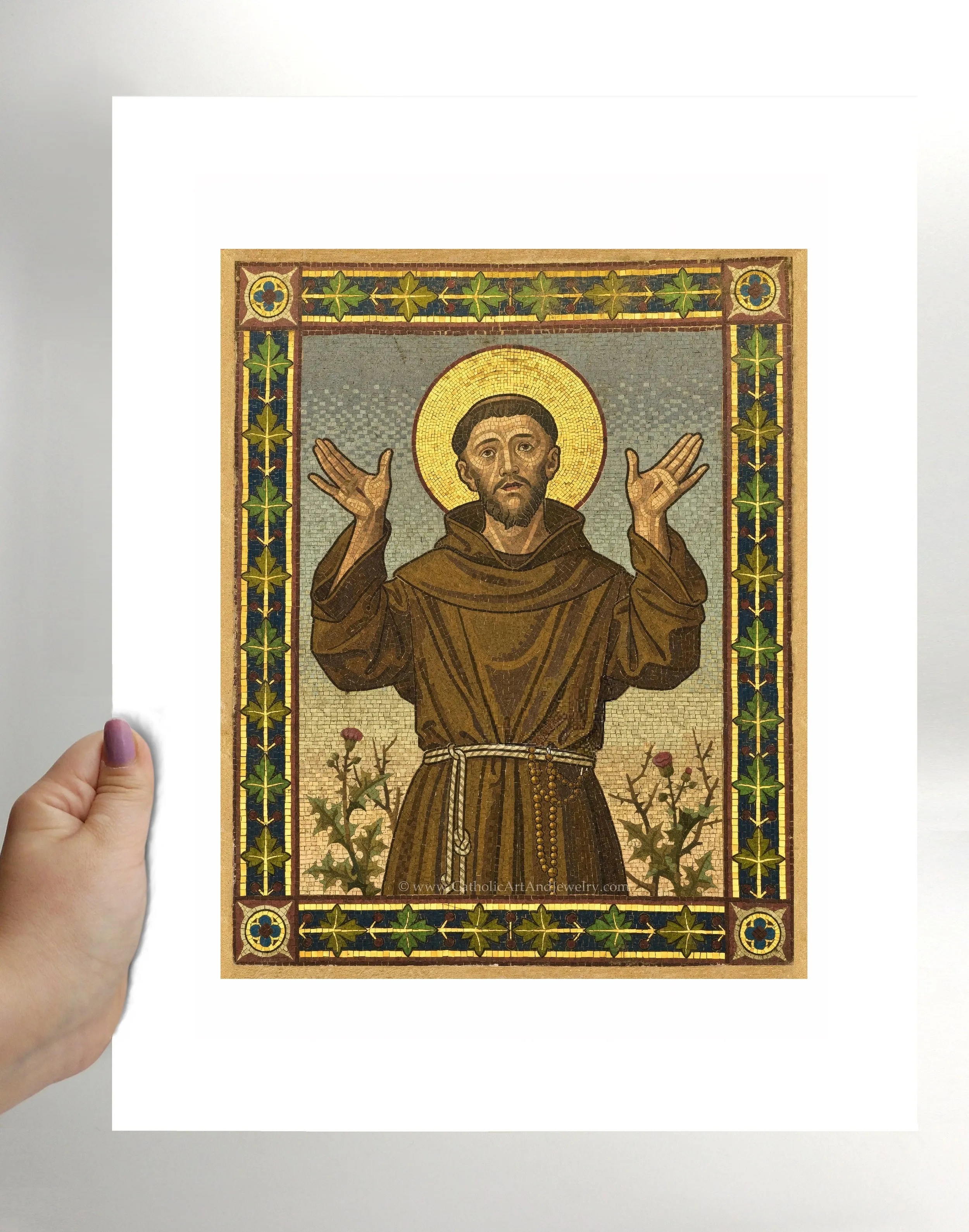 St. Francis of Assisi – Mosaic from Franciscan Friary, Bolzano, Italy – Catholic Art Print – Archival Quality
