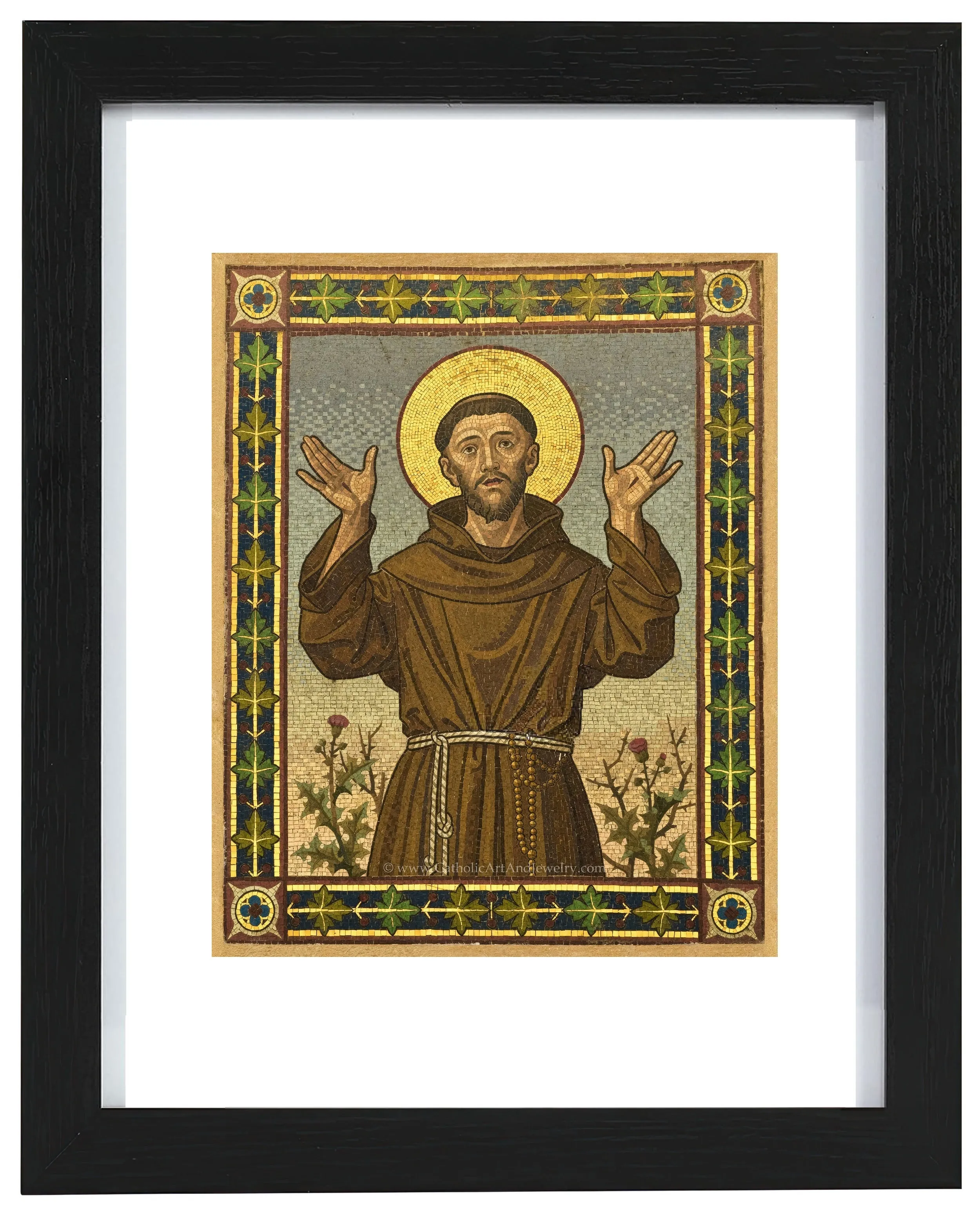 St. Francis of Assisi – Mosaic from Franciscan Friary, Bolzano, Italy – Catholic Art Print – Archival Quality
